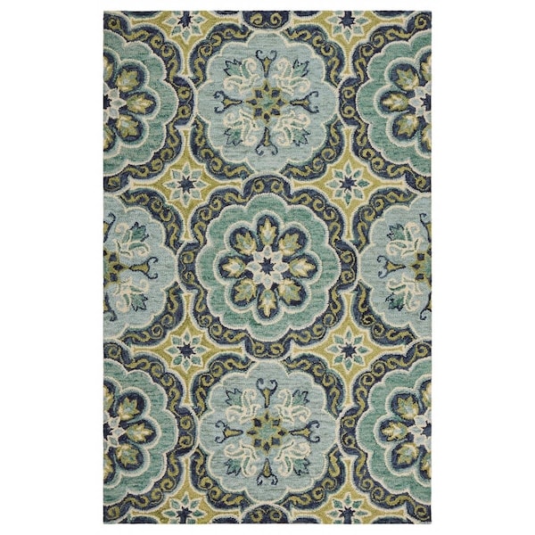 Palacedesigns 8 x 10 ft. Green Floral Artwork Area Rug - Green - 8 x 10 PA3657637 - main